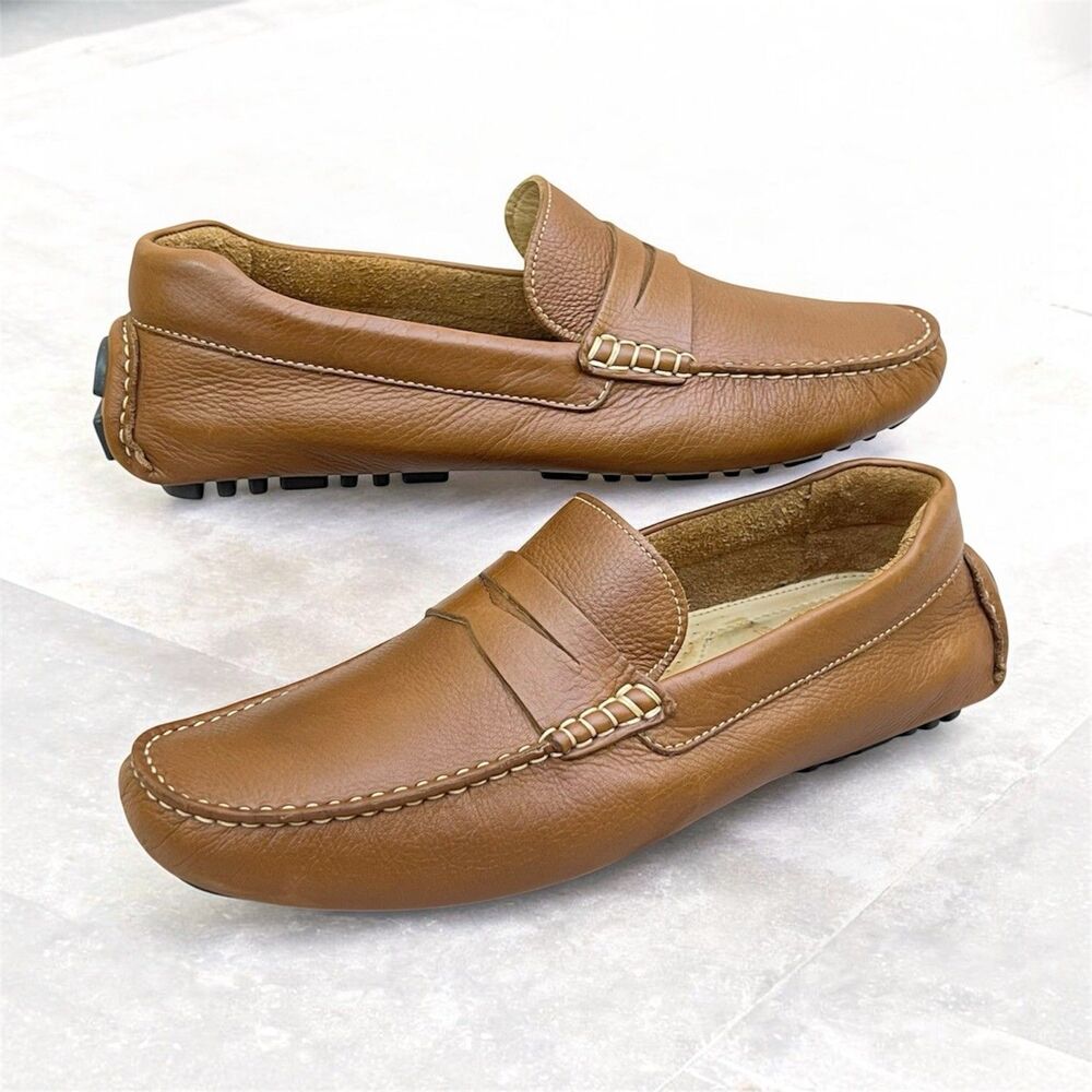 Nordstrom Brody Driving Penny Loafers Mens 10.5M Tan Brown Leather Casual Shoes